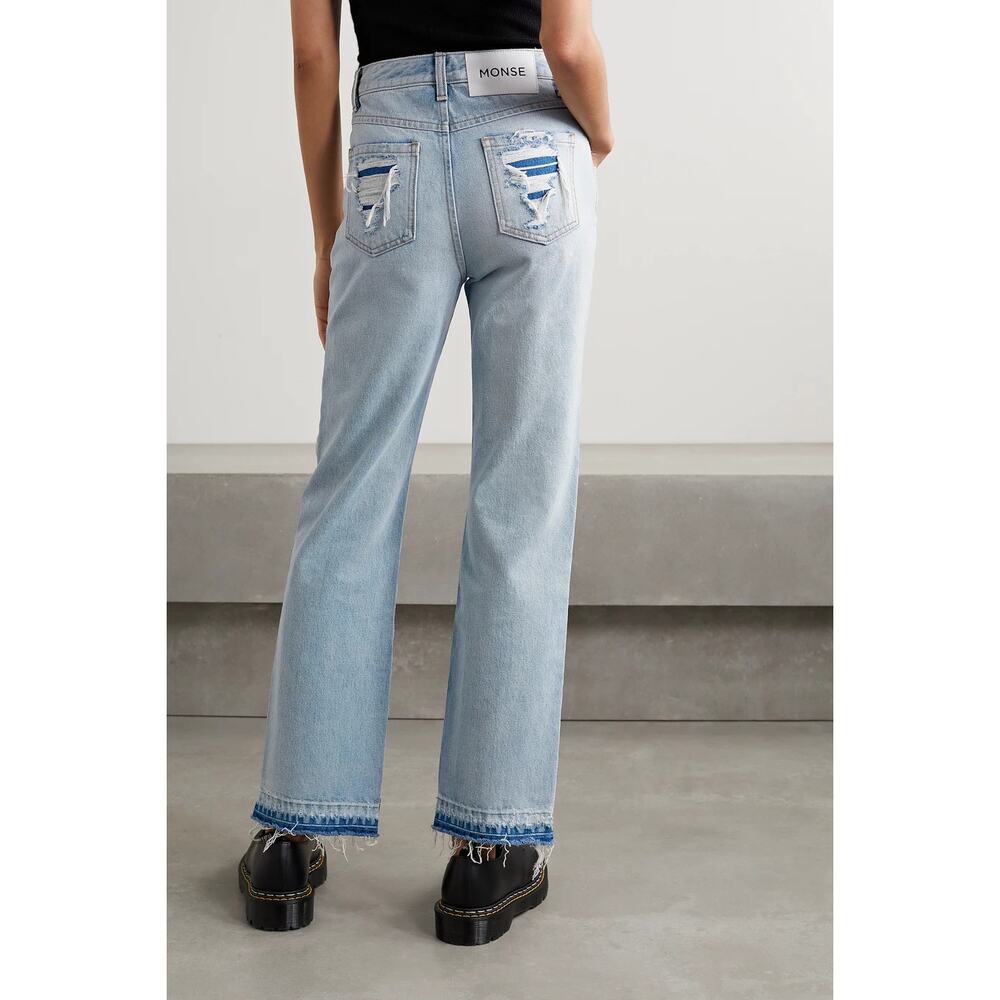 Monse Light Wash Distressed Patchwork High Rise S… - image 2